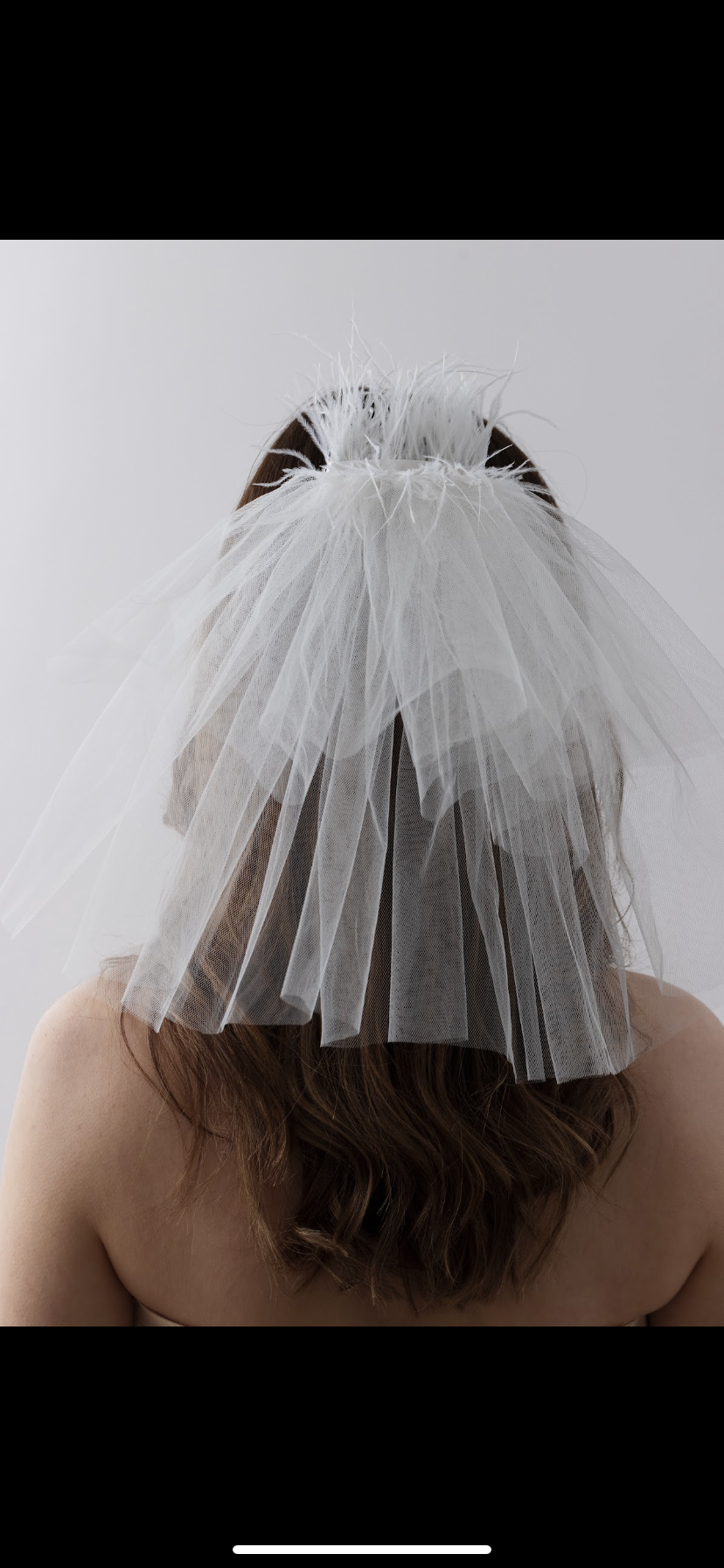 Feather Trim Double Layer Veil