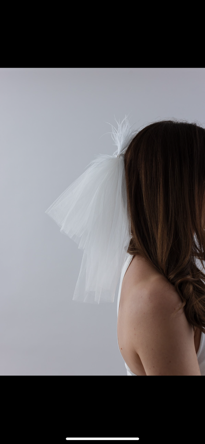 Feather Trim Double Layer Veil