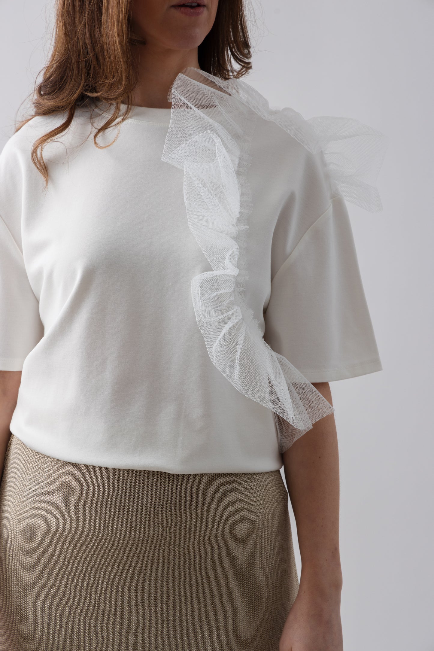 Ruffle Tulle T-Shirt